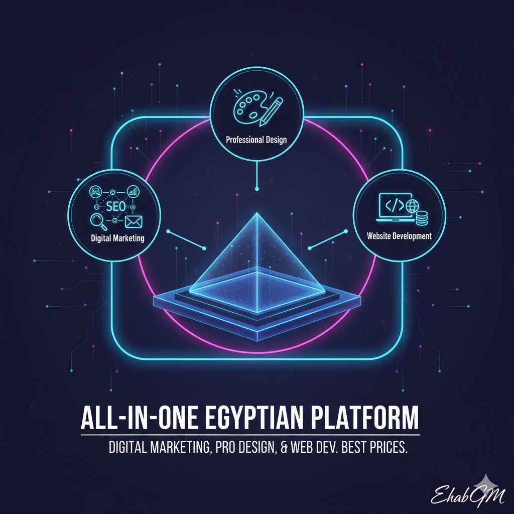 منصة مصرية شاملة تقدم حلول التسويق الرقمي، التصميم الاحترافي، وتطوير المواقع بأفضل الأسعار